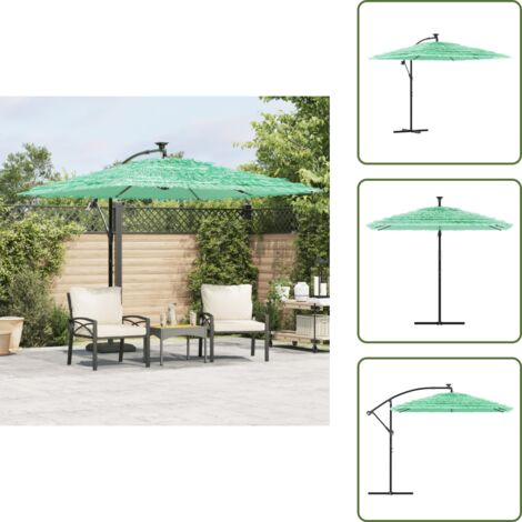 The Living Store Sombrilla de jardín con poste de acero verde 269x269x235 cm - Sombrilla verde