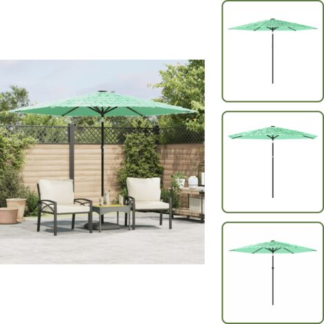 The Living Store Sombrilla de jardín con poste de acero verde 288x288x225 cm - Sombrilla verde