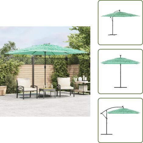 The Living Store Sombrilla de jardín con poste de acero verde 290x290x238 cm - Sombrilla verde