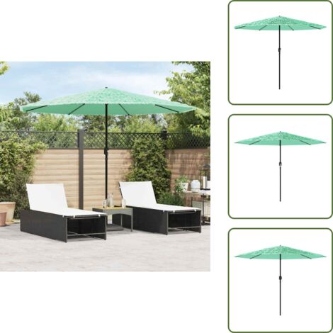 The Living Store Sombrilla de jardín con poste de acero verde 324x324x247 cm - Sombrilla verde