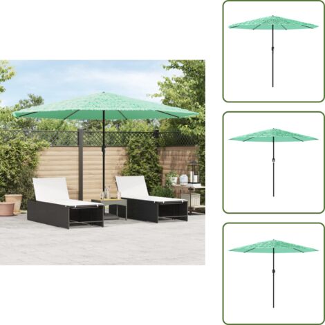 The Living Store Sombrilla de jardín con poste de acero verde 388x388x248 cm - Sombrilla verde