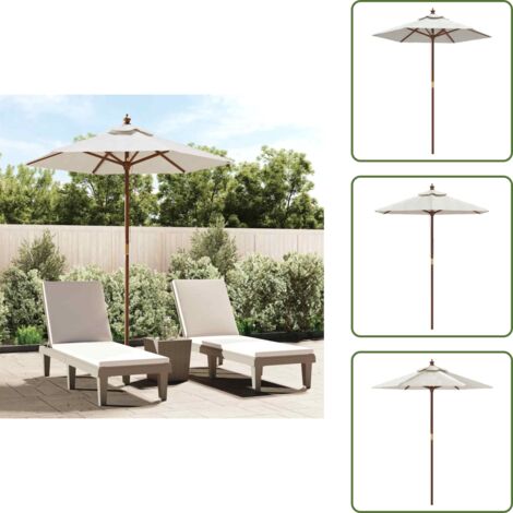 The Living Store Sombrilla de jardín con poste de madera color arena 196x231 cm - Sombrilla de exterior