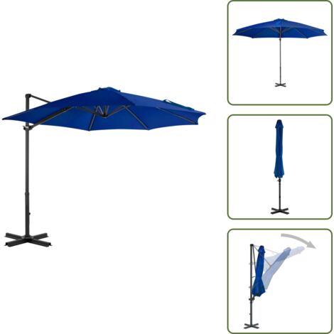 The Living Store Sombrilla de jardín voladiza poste aluminio azul azure 300 cm - Sombrilla voladiza
