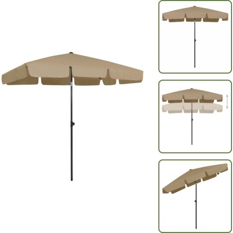 The Living Store Sombrilla de playa gris taupe 200x125 cm - Protección solar