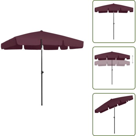 The Living Store Sombrilla de playa rojo burdeos 200x125 cm - Sombrilla UV