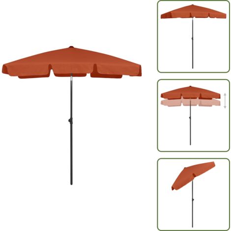 The Living Store Sombrilla de playa terracota 180x120 cm - Sombrilla terracota