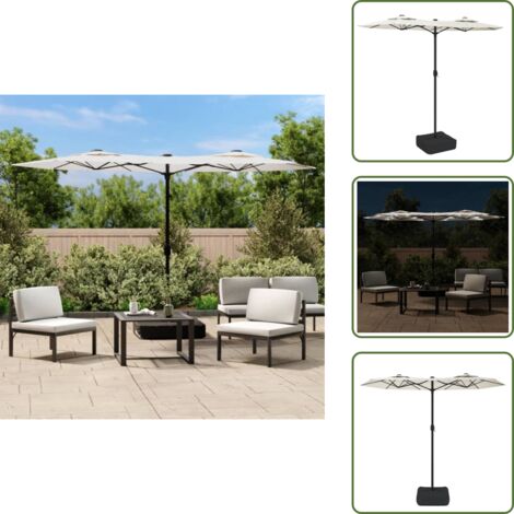 The Living Store Sombrilla doble de jardín con luces LED blanco arena 316x145 cm - Sombrilla doble