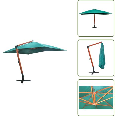 The Living Store Sombrilla flotante Melia verde 300x400 cm - Sombrilla de madera