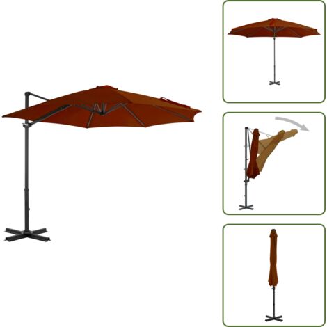 The Living Store Sombrilla jardín voladiza con palo de aluminio terracota 300 cm - Sombrilla voladiza