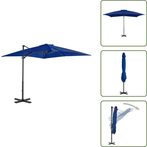 The Living Store Sombrilla jardín voladiza palo aluminio azul azure 250x250 cm - Sombrilla voladiza