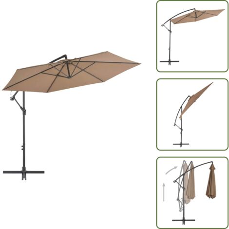 The Living Store Sombrilla voladiza con poste de aluminio gris taupe 300 cm - Sombrilla de jardín