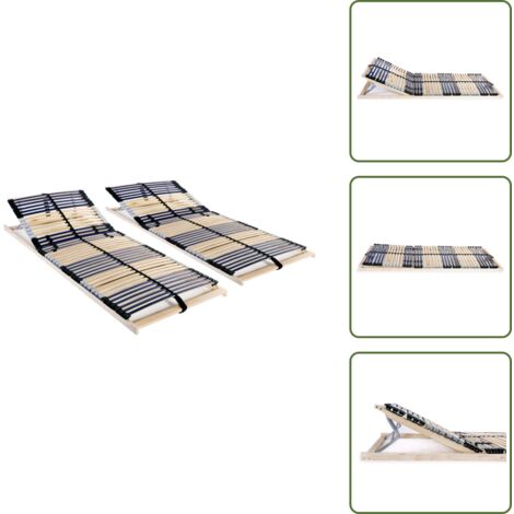 The Living Store Somieres de láminas con 42 listones 7 zonas 2 uds 70x200 cm - Somier de madera