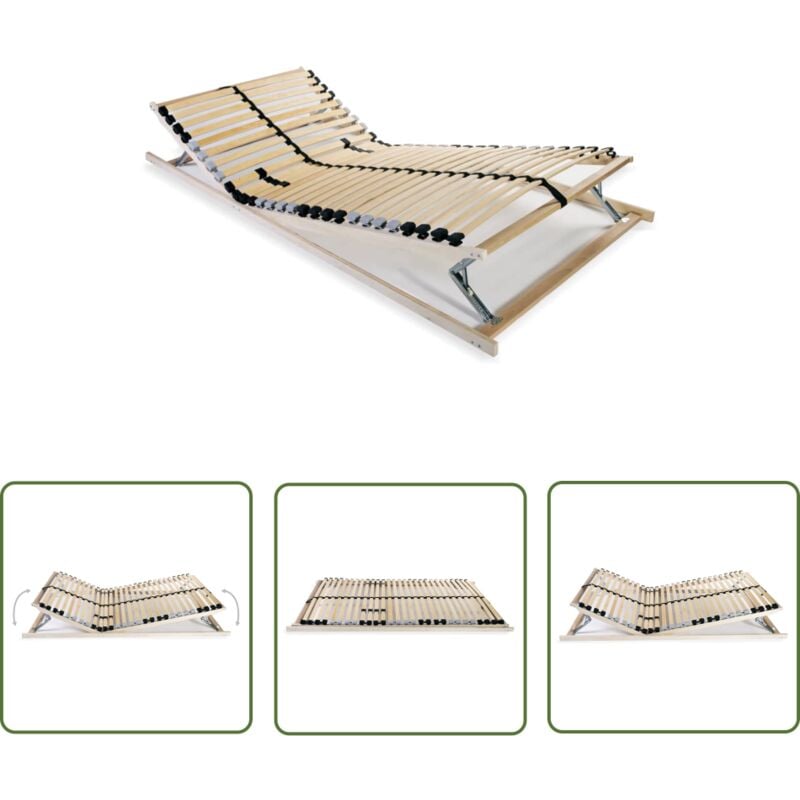 The Living Store - Sommier à lattes sans matelas avec 28 lattes 7 zones 70x200 cm - Sommier à Lattes - Sommier Plateforme - Lit Double - Cadre Lit