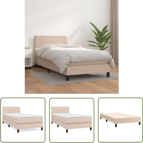 The Living Store Sommier à lattes de lit avec matelas Cappuccino 90x200 cm - Lit Plateforme - Lit Double - Literie - Chambre À Coucher - Meuble De Chambre