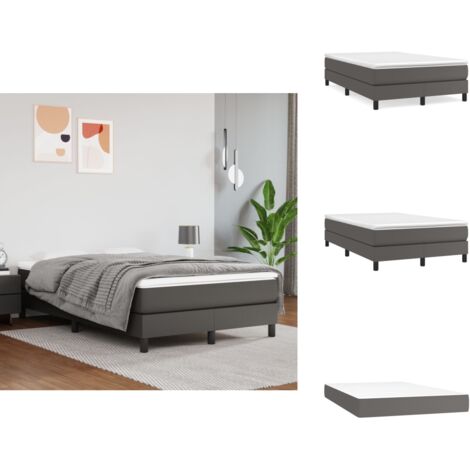 The Living Store Sommier à lattes de lit avec matelas Gris 120x200 cm Similicuir - Matelas de lit