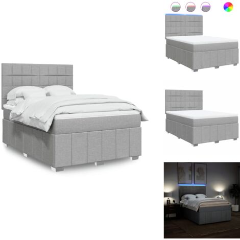 The Living Store Sommier à lattes de lit avec matelas Gris clair 160x200cm Tissu - Matelas à ressorts ensachés