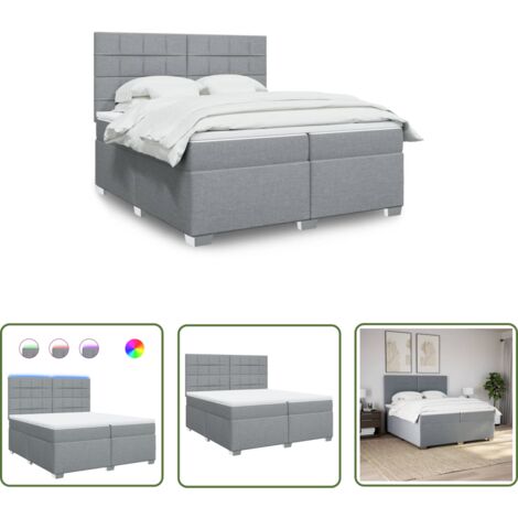 The Living Store Sommier à lattes de lit avec matelas Gris clair 200x200cm Tissu - Lit Plateforme - Lit Design - Lit Moderne - Lit Double - Matelas À Ressorts Ensachés
