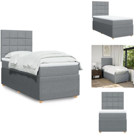 The Living Store Sommier à lattes de lit avec matelas gris clair 80x200 cm tissu - Sommeil réparateur