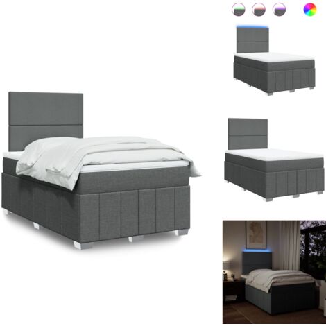 The Living Store Sommier à lattes de lit avec matelas Gris foncé 120x200cm Tissu - Matelas à ressorts ensachés