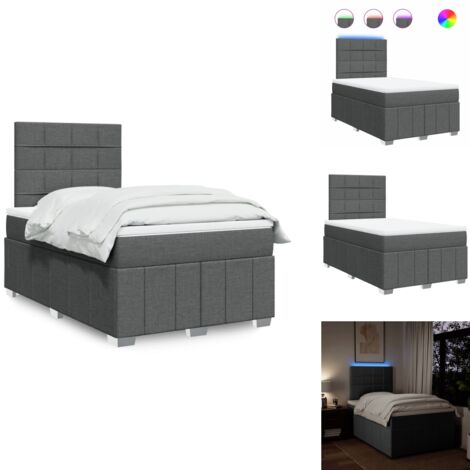 The Living Store Sommier à lattes de lit avec matelas Gris foncé 120x200cm Tissu - Matelas à ressorts ensachés
