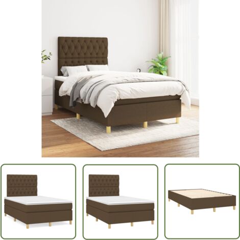 The Living Store Sommier à lattes de lit avec matelas Marron foncé 120x200 cm - Lit Double - Lit Plateforme - Matelas À Ressorts Ensachés - Literie - Chambre À Coucher