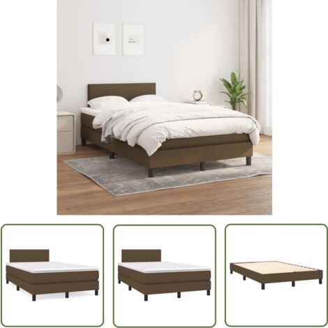 The Living Store Sommier à lattes de lit avec matelas Marron foncé 120x200 cm - Lit Double - Lit Plateforme - Matelas Ferme - Matelas Moelleux - Literie