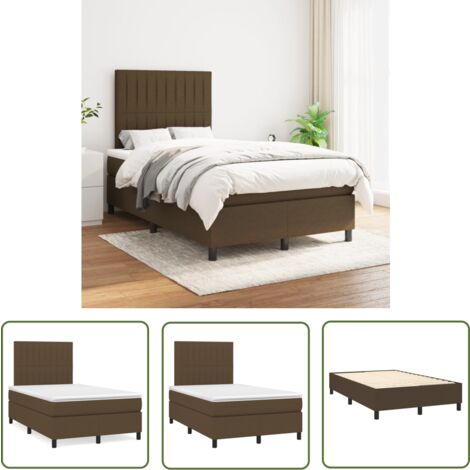 The Living Store Sommier à lattes de lit avec matelas Marron foncé 120x200 cm - Lit Double - Lit Plateforme - Matelas Ferme - Matelas Moelleux - Literie
