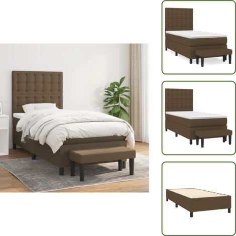 The Living Store Sommier à lattes de lit avec matelas Marron foncé 80x200 cm - Lit Double - Lit Plateforme - Literie - Matelas À Ressorts Ensachés - Tête De Lit Ajustable