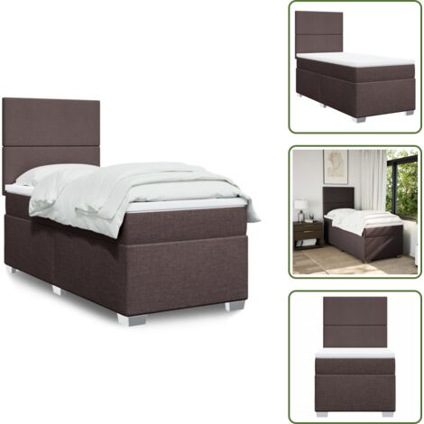 The Living Store Sommier à lattes de lit avec matelas Marron foncé 80x200 cm - Lit Double - Literie - Matelas - Sommier - Chambre À Coucher