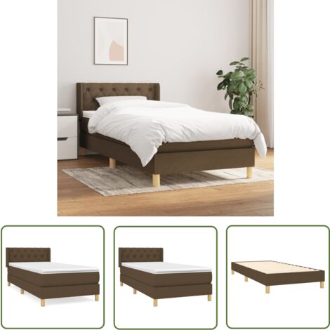 The Living Store Sommier à lattes de lit avec matelas Marron foncé 80x200 cm - Lit Tapissier - Lit Double - Matelas À Ressorts Ensachés - Literie - Chambre À Coucher