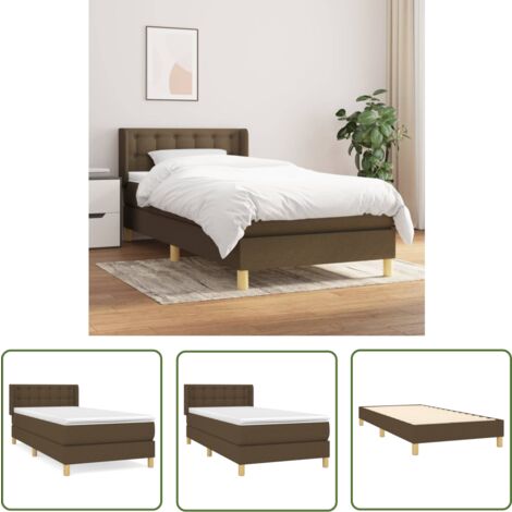 The Living Store Sommier à lattes de lit avec matelas Marron foncé 80x200 cm - Lit Tapissier - Lit Double - Matelas À Ressorts Ensachés - Literie - Chambre À Coucher