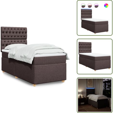 The Living Store Sommier à lattes de lit avec matelas Marron foncé 80x200 cm - Matelas à ressorts ensachés