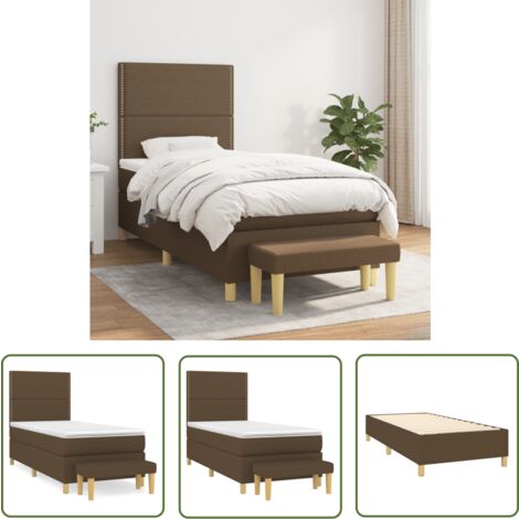 The Living Store Sommier à lattes de lit avec matelas Marron foncé 90x200 cm - Lit Double - Lit Plateforme - Lit Design - Literie - Chambre À Coucher