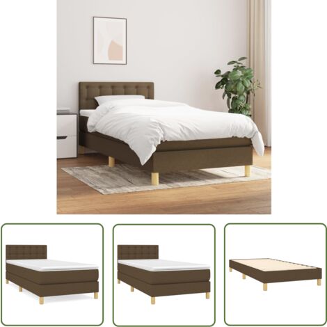 The Living Store Sommier à lattes de lit avec matelas Marron foncé 90x200 cm - Lit Double - Lit Plateforme - Literie - Matelas - Chambre À Coucher