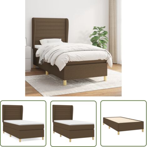 The Living Store Sommier à lattes de lit avec matelas Marron foncé 90x200 cm - Lit Double - Lit Tapissier - Literie - Chambre À Coucher - Matelas À Ressorts Ensachés