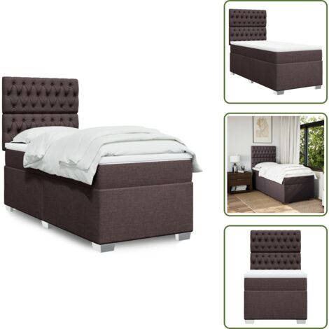 The Living Store Sommier à lattes de lit avec matelas Marron foncé 90x200 cm - Lit Double - Literie - Matelas À Ressorts Ensachés - Cadre De Lit - Chambre À Coucher