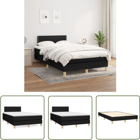 The Living Store Sommier à lattes de lit avec matelas Noir 120x200 cm Tissu - Lit Double - Lit Tapissier - Literie - Matelas - Chambre À Coucher