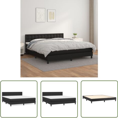 The Living Store Sommier à lattes de lit avec matelas Noir 160x200 cm - Lit Double - Lit Plateforme - Matelas Ferme - Matelas Moelleux - Literie
