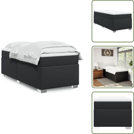 The Living Store Sommier à lattes de lit avec matelas Noir 90x200 cm Similicuir - Lit Double - Literie - Chambre À Coucher - Meuble De Chambre - Sommier