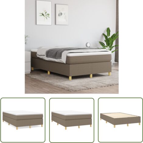 The Living Store Sommier à lattes de lit avec matelas Taupe 120x200 cm Tissu - Lit Tapissier - Lit Double - Matelas À Ressorts Ensachés - Literie - Chambre À Coucher