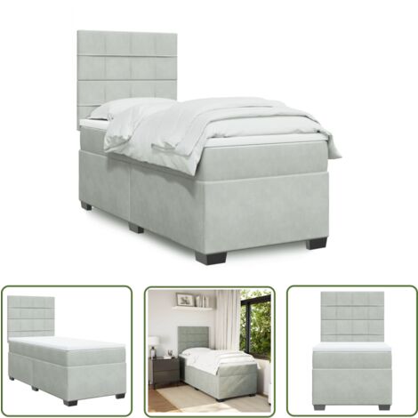 The Living Store Sommier à lattes de lit et matelas Gris clair 80x200 cm Velours - Lit Double - Literie - Matelas - Chambre À Coucher - Meuble De Chambre