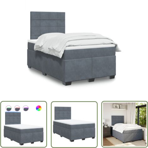 The Living Store Sommier à lattes de lit et matelas Gris foncé 120x200cm Velours - Lit Plateforme - Lit Double - Lit Design - Lit Moderne - Sommier Tapissier