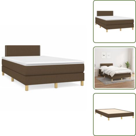 The Living Store Sommier à lattes de lit et matelas marron foncé 120x190cm tissu - Sommeil réparateur