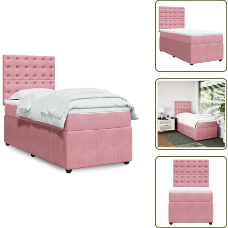 The Living Store Sommier à lattes de lit et matelas Rose 80x200 cm Velours - Sommeil réparateur