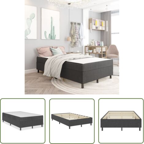 The Living Store Sommier à lattes de lit Gris foncé Tissu 120x200 cm - Sommier Tapissier - Lit Double - Matelas À Ressorts - Literie - Meuble Chambre
