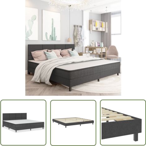 The Living Store Sommier à lattes de lit Gris foncé Tissu 200x200 cm - Sommier Tapissier - Lit Double - Matelas Confortable - Cadre Lit Solide - Literie