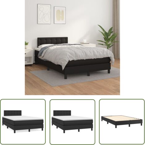 The Living Store Sommier à lattes de lit matelas Noir 120x200 cm Similicuir - Lit Double - Lit Plateforme - Literie - Chambre À Coucher - Meuble Design