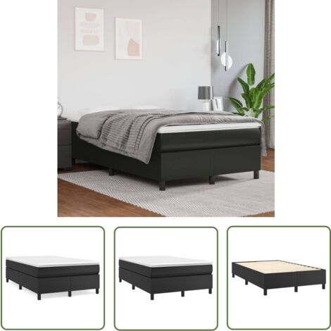 The Living Store Sommier à lattes de lit matelas Noir 120x200 cm Similicuir - Lit Double - Lit Tapissier - Matelas À Ressorts Ensachés - Simili Cuir - Literie