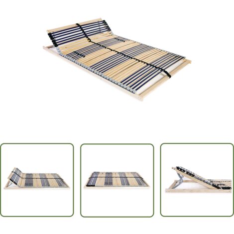 The Living Store Sommier à lattes sans matelas avec 42 lattes 7 zones 100x200 cm - Sommier À Lattes - Cadre Lit - Base De Lit - Lit Double - Lit Confortable