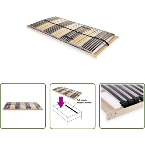 The Living Store Sommier à lattes sans matelas avec 42 lattes 7 zones 120x200 cm - Sommier À Lattes - Lit Double - Cadre Lit - Support Lombaire - Base De Lit